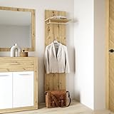Forte BACCIO Hängepaneel 40 50, modernes Garderobenpaneel, Kleiderhaken, Hutablage, Holzwerkstoff, Mauvella Eiche Holzdekor, 45 cm breit x 196,8 cm hoch x 25,5 cm tief