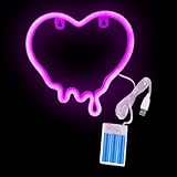 HunicandIU Herz LED Neon Schild,Batteriebetriebene Oder USB-Betriebene Valentinstag Herz Lampe | Ambientes Licht für Enthusiasten - für Party Planer