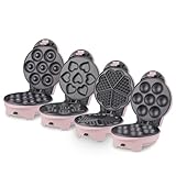 Wëasy KID400 4-in-1-Kuchenmaschine, Donut-Maschine für Muffins, Waffeln und Kuchen, benutzerfreundliches Backen, einfache Bedienung, Antihaftbeschichtung, 700W, rosa