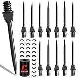 CyeeLife 12 Stück 2BA Steel dartpfeile Spitzen + 20 Stück Gummiringe + 1 Stück Dartpfeile Spitzer,Metallspitzen für Dartpfeile Umrüsten Softdart, Steeldartspitzen Metall,Dart Tip Konverter Tool