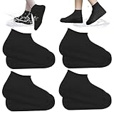 Schuhüberzieher Wasserdicht Playshoes Überzieher Mehrweg Silikon Überziehschuhe Überschuhe Shoe Cover Regenüberschuhe Für Regen Schneetag Wüstenstrand Schwarz 4 Paar