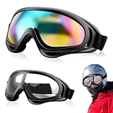 Casenly Snowboard Brille, 2 Stück Schutzbrille Winddicht Staubdicht Motocross Brille Reitbrillen Anti-UV Einstellbar Unisex Skibrille zum Skifahren für Radfahren Skifahren Bergsteigen Verwendet