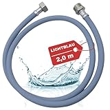 Lichtblau Zulaufschlauch Verlängerung mit Metallgewinde I 2,0m I Waschmaschine Geschirrspüler Anschluss I 3/4 Zoll I Verlängerung für Wasserzulaufschlauch universell verwendbar Hersteller unabhängig