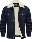 TACVASEN Herren Corduroy Herrenjacke Winterjacke Übergangsjacke Sherpa Trucker Jacke mit Teddyfell, Navy, XL