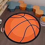 JynxtoyZeal Basketball Teppich,Runder Ballteppich, Basketball für Kinderzimmer,Bodenmatte, Schlafzimmer, Wohnzimmer, Teppich, Raumteppich(60×60cm)