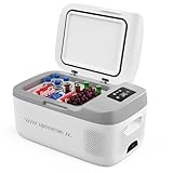 Upstreman Kompakte 15L Elektrische Kühlbox mit Kühl- & Gefrierfunktion - Leistungsstarker Kompressor, Leiser 39dB Betrieb & inkl. 12V/230V Adaptern für Auto & Zuhause，Weiß-AR18
