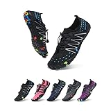 ziitop Wasserschuhe Herren Strandschuhe Damen Schwimmschuhe Unisex Schnell Trocknend Aquaschuhe rutschfest Surfschuhe Barfuß Badeschuhe für Gehen,Yoga,Bootfahren(Schwarz,EU42)