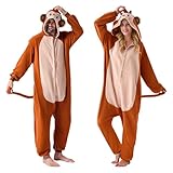Spooktacular Creations Unisex Erwachsene Pyjama Plüsch Jumpsuit Ein Stück Affe Tier Kostüm (Large)