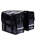 Ekostar Doppelte Fahrradtasche – Gepäckträgertasche – Hinterradtasche - Doppeltasche -Satteltasche – Wasserdicht – Schwarz - 46 Liter - Reflektoren – Einfache Montage – E-bike