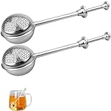 Teezange 2 Stück Teesieb für Losen Tee - Teaballs mit Teleskopgriff, Teeei 304 Edelstahl, Teezange, Tee Sieb, Tea Infuser, Edelstahl-Mehlsieb-Staubwedel - Zucker, Mehl, Gewürze, Kakaopulver (B)