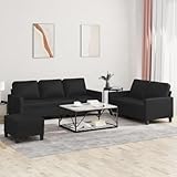 Snsowed 3-TLG. Sofagarnitur mit Kissen Schwarz Kunstleder, Sofa Mit Relaxfunktion, Couchgarnitur, Wohnzimmer Sofa, Couch, Sofa Set 3201423