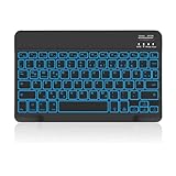 COEZFE Bluetooth Tastatur mit Hintergrundbeleuchtung (Deutschem Layout QWERTZ), Ultraflache kabellose Tastatur für iPad/Samsung Tablets/Lenovo Tablets & Andere iOS Android Windows Geräte, Schwarz