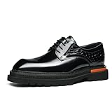 MlYJmer Herren Plateau Oxford Abendschuhe Schnürschuhe Leder Hochzeiten Formelle Schuhe,Schwarz,41 EU