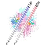 Bopomofo Tablet Stift,2 Stück Touchscreen Stift Hochpräzise Faserspitze,Universal Stylus Pen für iPhone,kompatibel mit iPad, Android,Tablets und Alle Touchscreens (Lila/Rosa)