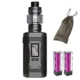 E Zigarette, Smok 230W MORPH 2 KIT mit 7,5 ml TFV18 Verdampfer Tank und 2 * wiederaufladbaren Batterien 0.96 Zoll-TFT-LCD-Anzeige Shisha Starter Set, Ohne E-Liquid, Ohne Nikotin (Schwarz)
