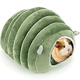 Meerschweinchen Kuschelhöhle Kleintierbett Meerschweinchen Haus Stoff Warm Plüsch Betthöhle mit Matte für Hamster Meerschweinchen Chinchilla Eichhörnchen Gewicht von Weniger als 0.5kg Grün