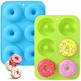 2 Stück Silikon Donut Formen, 6 Hohlraum A ntihaft-Safe Silikon Donut Backform Hitzebeständigkeit Backblech Gelten -40 bis 230 Grad gut zum Machen Kekse, Bagels, Muffins.