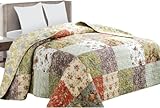 Tagesdecke Patchworkdecke Dakota im Vintage Design, Doppelbett Bettüberwurf im Patchwork Stil, 220x240 cm