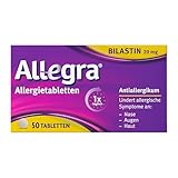 Allegra Allergie Tabletten | 50 Stk | Antiallergikum | Wirkstoff Bilastin | schnell und 24 Std wirksam bei Heuschnupfen, Tierhaarallergie, Hausstauballergie, Nesselsucht (Urtikaria)