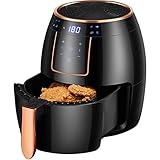 Heißluftfritteuse 5.5L Heißluftfritteuse XXL - iceagle AF346D Heissluftfriteuse Airfryer mit Digitalem LED-Touchscreen - Heisluftfritöse mit 8 praktische Automatikprogramme, Timer, 1300 W, Schwarz