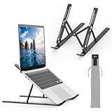 GRIFEMA GB1054B Laptop ständer für Schreibtisch, Höhenverstellbarer Laptop Riser, Tragbarer LaptopStänder mit 6 Neigungsverstellungen für 10'-17,3' Laptops und Tablets - Schwarz