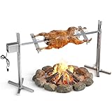 DOBADN Spanferkelgrill mit Motor 60kg Belastbarkeit, Elektrischer Grillspieß Edelstahl mit 5-Stufig Höhenverstellbar, Spießbratengrill für Lamm, Schwein & Outdoor BBQ Gartenparty