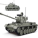 PlaySynthe Technik Panzer Bausteine Bausatz, 1447 Teile M47 Mittlerer Panzer Klemmbausteine, WW2 Militär Fahrzeug Bausteine Modell Spielzeug, Geschenke für Erwachsene und Militärfans