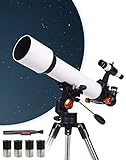 Nuvance - Teleskop - 375x Vergrößerung - Sternenuhr Erwachsene/Kinder - Inklusive Stativ und Tragetasche - Astronomie und Astronomie - Nachtsichtschutz