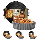 GOURMETmaxx BY KITCHBO Silikon-Backform 2er Set rund ⌀20cm, 5cm Höhe für fast alle Heissluft-Fritteusen ab 4 Liter | Perfektes Frittieren ohne Ankleben, wiederverwendbar, optimale Zirkulation