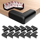 Septeamay 12 Stück Kantenschutz Baby, Eckenschutz Baby mit Kleber 3M, Selbstklebender Tischeckenschutz Kinder - Weicher Stoßschutz Schaumstoff Eckschutz für Tisch, Möbel & Scharfe Stellen, Schwarz