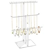 AOFLLU Acryl-Halskettenhalter, Schmuckständer, transparenter Halsketten-Organizer, Armbandhalter, 3-stöckiger Schmuck-Organizer, Schmuckständer für Armreifen, Halsketten, Armbänder und Uhren