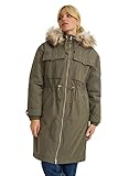 C&A Damen Parka Regular Fit Baumwolle|Polyester Nicht wasserfest grün 36