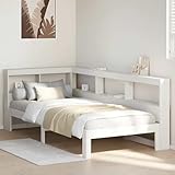 Fasba Massivholzbett mit Regal ohne Matratze Weiß 90x200 cm Kiefer, Modernes Bettgestell Holzbett für Schlafzimmer Gästezimmer Apartments Gästebett3324392