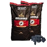 BlackSellig Steakhouse Grillkohle - Premium Quebracho Blanco Holzkohle | Lange Brenndauer | Hohe Hitze | Geringe Rauchentwicklung (20kg)
