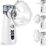 Bntath Inhalationsgerät, Silent Wiederaufladbares USB-C-Inhalationsgerät für Erwachsene und Kinder, Mit Digitalanzeige, Ultraschall-Inhalationsgerät mit 2 Masken und Einem Mundstück