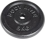 Bodyline 5 kg schwere Scheibe aus Gusseisen für Langhantel-, Kurzhantel- und Gewichtheben — Durchmesser 25 mm — für Fitnessstudio, Fitness, Heimtraining