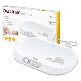 Beurer BY 90 Babywaage mit kostenloser App (iOS + Android) integriertes Maßband, 20 kg Tragkraft und Hold-Funktion für stramplende Babys