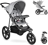 Moby-System Runner Dreirad-Kinderwagen Buggy Mountain Schwarz Für Kinder Bis 15 Kg, Es dreht sich gut Bequem Lässt sich leicht zusammenklappen, Grau