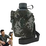Militärische Wasserflasche – Camouflage-Blitz, Reisegurt | Isolierte taktische Kantine, Trinkflasche für den Außenbereich, 1 l, tragbarer Getränkebehälter für Wandern, Survival, L