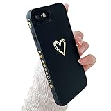 Kompatibel mit iPhone 6/6S Hülle,Mädchen Hülle Gold Liebesherz Weich Silikon, Weiche Flüssige Silikonhülle mit Kleinen Herzen, stoßfeste, Schutzhülle für iPhone 6/6S 4.7＂ (Schwarz)