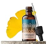 Ginkgo Biloba Ollywell - Doppel-Extrakt 10:1 – Full Spectrum - Adaptogen – Gehirn-Booster – Konzentration – Fokus – Nervensystem – Gedächtnis - Tropfen - 30 ml