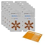 60x Power One 312 Hörgerätebatterien P312 PR41 (10x 6er Blister) + DIREKT Reinigungstuch | für Hörgeräte