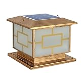 Solar-Pfostenleuchten für den Außenbereich, dimmbare Säulen-Sockelleuchte, rustikale Säulenleuchte mit Säulenmontagesockel, rostbronzefarbene Außenlampe aus Aluminiumguss mit Glas, Rasen-, Garage