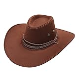 Cowboyhut für Damen, glitzernd, für Erwachsene, lässig, solide, Sommermode, Cowboy-Sonnenhut, breite Krempe, Reise-Sonnenkappe, Gürtelschnalle, für Herren, Größe M, coffee, Einheitsgröße