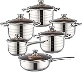 Professionelles Pfannen-Set, verdickter 5-lagiger Boden, 12-teiliges Kessel-Set, europäischer Stil, Röhrenohr, rauchfrei, Suppentopf, Kochtopf-Set