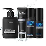 Gesichtspflege Männer, Geschenke für Männer, Hautpflege Männer, Männer Gesichtspflege Set, Skin Care Set, 4-tlg Skincare Men - Feuchtigkeitscreme, Gesichtsreinigung, Toner und Tone-up Creme