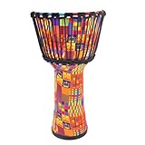 Djembe Trommel Trommelfell Aus Ziegenleder Mit Bindeseil, Rutschfeste Unterseite Buschtrommel für Hochzeit, Camping, Party Hand-Trommel(Large 10inch)