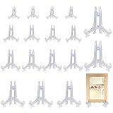 18 Klar Kunststoff Staffeleien 5 Größen, Telleraufsteller Klappbar, Multifunktional Klar Staffelei Plastik, Dekorativer Tellerständer, Plastik Bilderrahmen Platten Ständer für Medaille Münze Karte