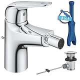 GROHE Swift- Bidetarmatur (wassersparend, ~16cm hoch, inkl. Montagewerkzeug, Zugstange), chrom, 24332001