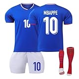 Frankreich Fußball Trikot, 24 Hause/Auswärts Fußball Trikot Kinder Erwachsener, Nr.7 10 Trikots Shorts und Socken Anzug Jungen Herren